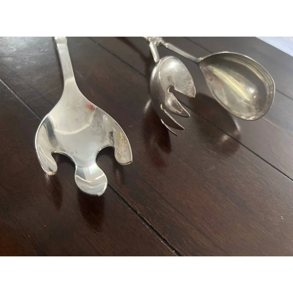 Vintage Silverplate Serving Set Silver Scissor‎ Tongs and Large Serving Fork